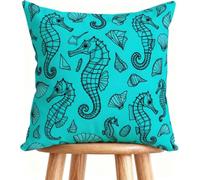 Taie Oreiller 65 x 65 cm Housse de Coussin Bleu Coussin De Canapé Lin pour Maison Décorer Animal D-BI6VF
