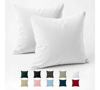Taie Oreiller 65x65 Coton Renforcé (Set de 2) - Blanc - Tissage serré de 57 Fils/cm² - Taie Oreiller 65 x 65 cm- Certifié Oeko Tex