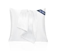 Taie Oreiller 65x65 Satin - Similaire aux Taie d Oreiller en Soie Lot de 2, Prend Soin de Votre Peau et de Vos Cheveux, Housse Coussin Satin Protege Oreiller (Blanc Naturel, 65x65cm)