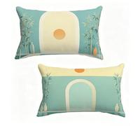 Taie Oreiller 70x90 cm Lot de 2 Bleu Coussin Exterieur 70 x 90 cm Coussin Decoratif Patio Housse De Canapé Lin avec Fermeture éclair Invisible pour Decoration Maison, Printemps et été 8-5395IQ