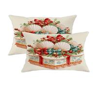 Taie Oreiller Coffret Cadeau Festif Rouge Et Vert pour Noël Confortable Housse Coussin Douce Housse d'oreiller pour Maison Salon Chambre Lot De 2