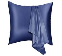 Taie Oreiller en Soie 65x65,Enveloppe de Mode taie d’Oreiller Lavable, Douce et Lisse taie d’Oreiller en Soie pour la beauté de la Peau et des Cheveux,1 pièce (Bleu)