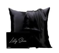 Taie Oreiller Soie Lilly Skin - Housse de Coussin en Soie de Mûrier Naturelle - Doux, Hypoallergénique, Thermorégulant, Anti-acné, Anti-âge - Carrée - 65 x 65 cm - Noir - x1