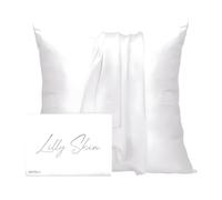 Taie Oreiller Soie Lilly Skin - Housse de Coussin en Soie de Mûrier Naturelle - Doux, Hypoallergénique, Thermorégulant, Anti-acné, Anti-âge - Carrée - 65 x 65 cm - Blanc - x1