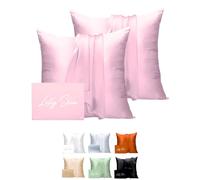 Taie Oreiller Soie Lilly Skin - Housse de Coussin en Soie de Mûrier Naturelle - Doux, Hypoallergénique, Thermorégulant, Anti-acné, Anti-âge - Carrée - 65 x 65 cm - Rose Blush - x2