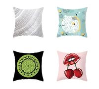 Taie Oreiller Vert Gris Rose Taie D'oreiller Coussin Deco 80x80/4 Pcs | Coton Lin,Fermeture Eclair Cachée Invisible,Respirabilité Doux,Lavable,Chambre à Coucher Salon Canapé Lit Housse Oreiller