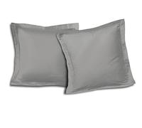 LOVELY HOME Lot de 2 Taies d'Oreillers 100% coton 63x63 cm - Gris foncé