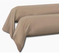 Taies de traversin 85x185 cm 100% Coton, Lot de 2, Beige foncé, Douces, résistantes et Respirantes, Home Linge Passion