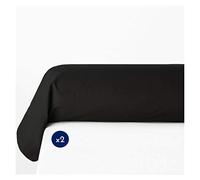 Taies de traversin 85x185 cm 100% Coton, Lot de 2, Noir, Douces, résistantes et Respirantes, Home Linge Passion
