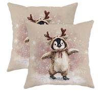 Taies D'Oreillers Pingouin Mignon À Bois d'hiver Résistant Housses De Coussin Confortable Housse Oreiller pour Maison Salon Voyage Lot De 2
