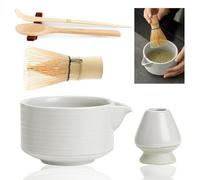 TAIHOBO Matcha Kit, 6PCS Kit Matcha Complet avec Bol Matcha bec Verseur 550ml, Fouet Matcha Bambou (Chasen), Porte-Fouet et 2 Cuillere Matcha (Chashaku) ＆ 1 Porte-cuillère, pour Maison et Salon de Thé
