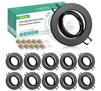 Tailcas Spot Encastrable GU10 Cadre Set, 10 Pièces Noir Mat Spot de Plafond Cadre De Montage in ouille GU10 230V, Trou de montage Ø70mm, Orientables 30° Rond, Pour Lampes A LED Ou Halogènes