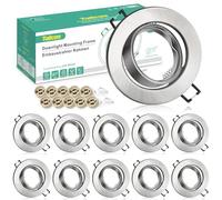 Tailcas Spot Encastrable GU10 Cadre Set, 10 Pièces Orientables Spot de Plafond Cadre De Montage En Métal Brossé Rond incl.Douille GU10 230V, Trou de montage Ø70mm, Pour Lampes A LED Ou Halogènes