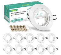 Tailcas Spot Encastrable GU10 Set Cadre Blanc, Spot de Plafond Cadre De Montage Orientables 30° Rond incl.Douille GU10 230V, Trou de montage Ø70mm, Pour Lampes A LED Ou Halogènes (Lot de 10)