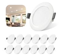 Tailcas Spot LED Encastrable 5W, IP44 4000K Spot Led Extra Plat Blanc Neutre 450lm Lot de 12, Trou 68-80mm 230V 25mm Plafonnier Encastré Pour Salle de Bain Cuisine Salon Couloir