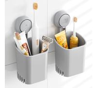 Taili Lot de 2 porte-brosses à dents à ventouse, Support à ventouse puissant pour dentifrice et brosse à dents, Porte-rasoir de douche à égouttage automatique, Porte-brosses à dents mural pour douche,