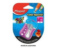 Maped - Taille-Crayon Color’Peps - 2 Trous - avec Réservoir pour Crayons de Couleur - Taille Arrondie - Avec Capot de Protection - Coloris Aléatoire