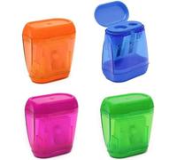 Taille-Crayon À Double Trou De Haute Qualité Avec Bac À Copeaux Intégré, Portable Pour L'école Et Le Bureau
