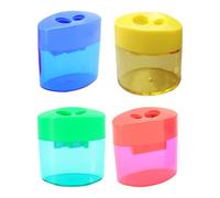Taille-crayon compact à double trou coloré pour enfants, adultes, étudiants, écoles, classes, familles et (triangulaire) Htw87 (bleu, 5 x 5 cm)