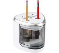 Taille-crayon double cavité gris pour crayons à mine - Idéal pour les établissements scolaires, la maison et le bureau - Adapté aux enfants et pratique pour les enseignants