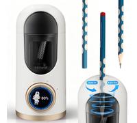 Taille-crayon électrique, automatique, pour crayons de 7 à 12 mm, rechargeable, avec écran LCD, de couleur blanche