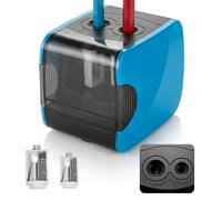 Taille Crayon Électrique Automatique pour Enfants, 2 Trous 6-12mm, Affûtage Rapide en 3 Secondes, Arrêt Automatique, Rechargeable USB/Alimenté par Batterie, pour Crayons HB, 2B et Couleur (Bleu)