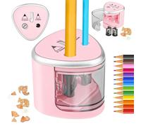 Taille-crayon électrique avec récipient alimenté par piles,Taille-Crayon automatisé sans Fil,antidérapant, double trou, pour Crayon de Couleur pour Maison,École,Bureau,enfants