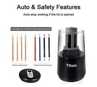 Taille-Crayon Électrique, Plastique Durable, Alimentation Usb, Convient Aux Crayons De 6 À 8 Mm, Design Compact, Noir, Coffret Cadeau Inclus