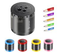 Taille-crayon électrique pour crayons épais et fins de 6 à 12 mm, taille-crayon automatique avec grand bac de récupération, arrêt de sécurité, idéal pour les enfants, l'école, le bureau (noir)