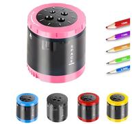 Taille-crayon électrique pour crayons épais et fins de 6 à 12 mm, taille-crayon automatique avec grand bac de récupération, arrêt de sécurité, idéal pour les enfants, l'école, le bureau (rose)