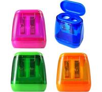 Taille-Crayon En Plastique À Double Trou Pour Crayons Standard Et Grands, Avec Lame En Acier Au Carbone Et Bac À Copeaux Anti-Éclaboussures