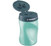 Taille crayon ergonomique - STABILO EASYsharpener - bleu ardoise - avec réservoir - Gaucher