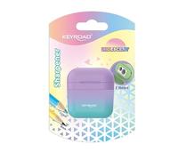 Taille-crayons en plastique KEYROAD, irisé, double, emballage blister, couleurs assorties