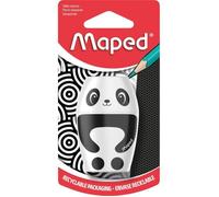 Maped Taille-crayon Shakky – 1 trou avec réservoir, ergonomique – Motif Panda Noir TU