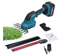 Taille-haie 2 en 1 Cisaille à Gazon électrique 21 V Coupe-arbustes Coupe-Herbe à Main Coupe-haie léger pour Jardin, Cour et pelouse (EU Plug & 1 Battery)