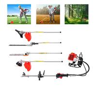 Taille-haie à dos 5-en-1 à essence de 52 cm³, débroussailleuse, taille-haie télescopique, cisaille de jardin