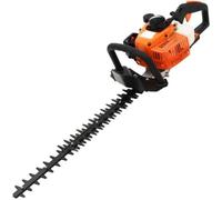 Taille-haie à essence, sécateur, peut être pour tondre la pelouse, démarreur à manivelle, poignée pivotante à 180 degrés, lames à mouvement alternatif des deux côtés, 722 mm, orange