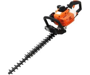 Taille-haie à essence, sécateur, peut être pour tondre la pelouse, démarreur à manivelle, poignée pivotante à 180 degrés, lames à mouvement alternatif des deux côtés, 722 mm, orange