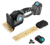 Taille-haie à main 2 en 1. Batterie 21 V. Moteur sans balais. Lames en titane. Deux embouts inclus pour différents types de coupe.