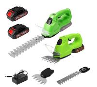 Taille Haie Batterie, 2 en 1 Taille-Herbes sans Fil avec 2 Lames, Taille Haie Electrique 21 V avec Batterie 2 * 2,0 Ah, Tête Réglable à 90° 130 mm et 220 mm pour Jardin Coupe, Elagage, Vert