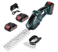 Taille Haie Batterie sans Fil 2 en 1, 21V Taille Haie sur Batterie 2,0Ah, Cisaille à Gazon Électrique Léger 0,75 kg, Taille Arbuste avec Lames SK5 et Tête Orientable pour Jardin (Vert)