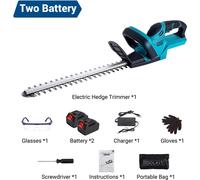Taille-haie/coupe-haie - Batterie 18 V - 2000 W - 15000 tr/min - Lame SK5 de 51 cm - Tête réglable - 2 batteries - Vert