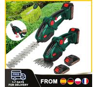 Taille-haie électrique 2-en-1 sans fil, cisaille à gazon et arbustes portative, outil de jardinage pour désherbage et élagage domestique Green with 2 Batteries