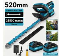 Taille-haie électrique 600W sans balais - Batterie 21V/8000mAh - 52cm de coupe - Diam.max 15mm