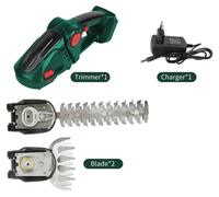 Taille-haie électrique - Cisailles 2-en-1 pour arbustes et gazon - 24 V - Sans fil - Rechargeable - 2 batteries incluses - Vert