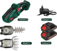 Taille-haie électrique, double fonction, fonctionnement sans fil, vert 2 batterie