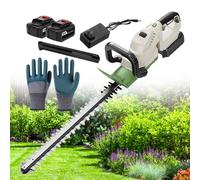 Taille-haie électrique sans Fil 21 V, Lame de 510 mm, Coupe-Bordures Rotatif portatif pour Jardin et pelouse, indicateur de Niveau de Puissance, Double Interrupteur d'activation, 2 Batteries