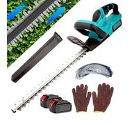 Taille-haie électrique sans fil, taille-haie portable - Capacité de coupe de 1,9 cm, lames à double action de 48,9 cm, double interrupteur, 2 batteries pour cour, verdure en bordure de route, taille