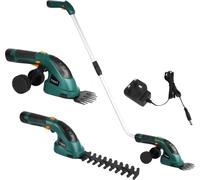 Taille-haie électrique télescopique 2 en 1 & taille-herbe - Batterie - Sans fil - Manche télescopique réglable - Vert