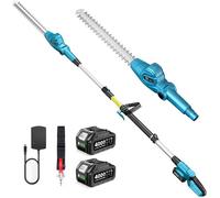 Taille-Haie Électrique Télescopique 20 Pouces - Moteur 600W, 2 Batteries 4000mAh, Tête pivotante 135°, Léger 3,91kg, Portée 4,4m